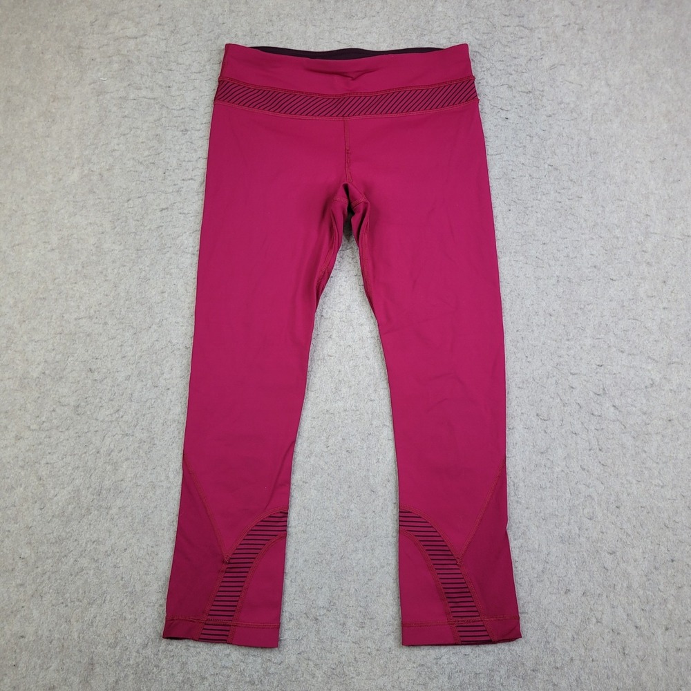Lululemon Women's Crop Leggings Size 4 Cranberry Run Inspire Athletic Yoga Work